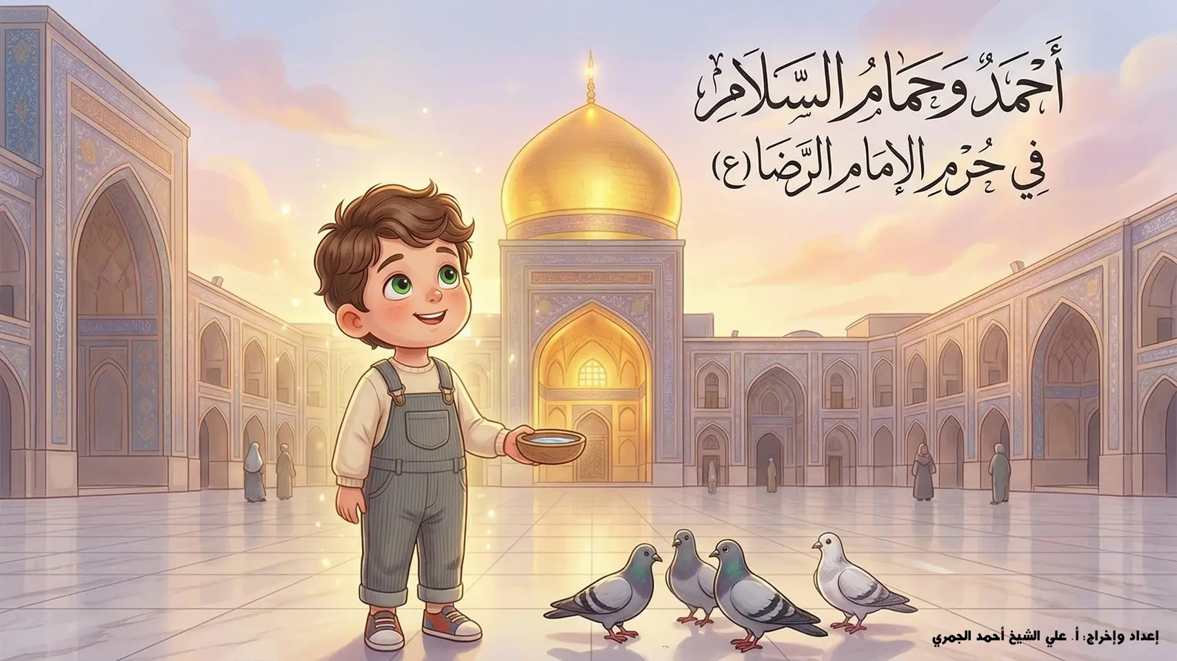 أحمدُ وحمامُ السلامِ في حرمِ الإمامِ الرضا (ع)